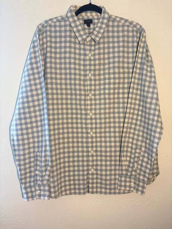 J. Crew Other - J. Crew Preppy Shirt Mens XLT Dresden Blue White Cotton Gingham Plaid Button